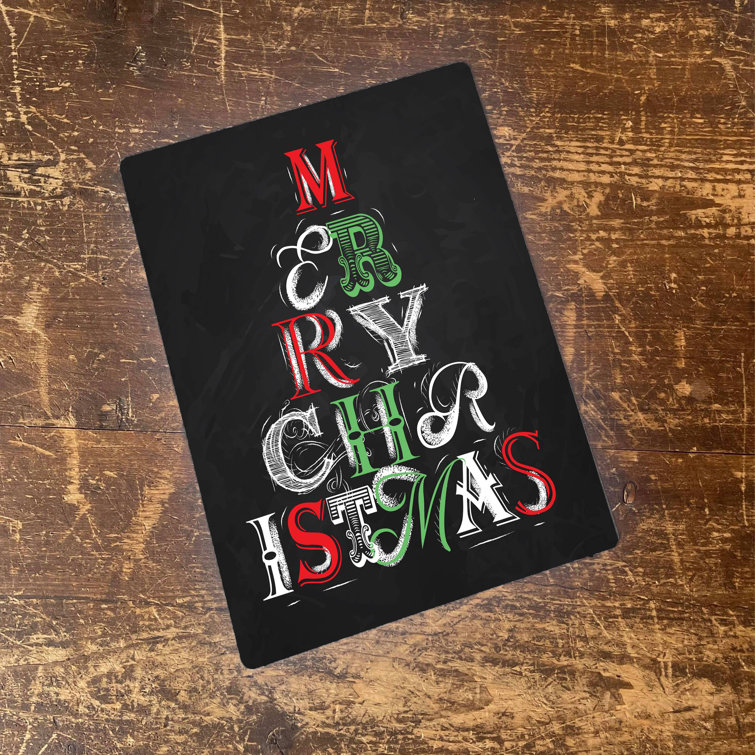 The Seasonal Aisle Merry Christmas Chalkboard No Frame Print on Metal